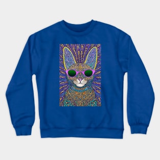 Cosmos Cat Wearing Sunglasses- Fission!!! Crewneck Sweatshirt